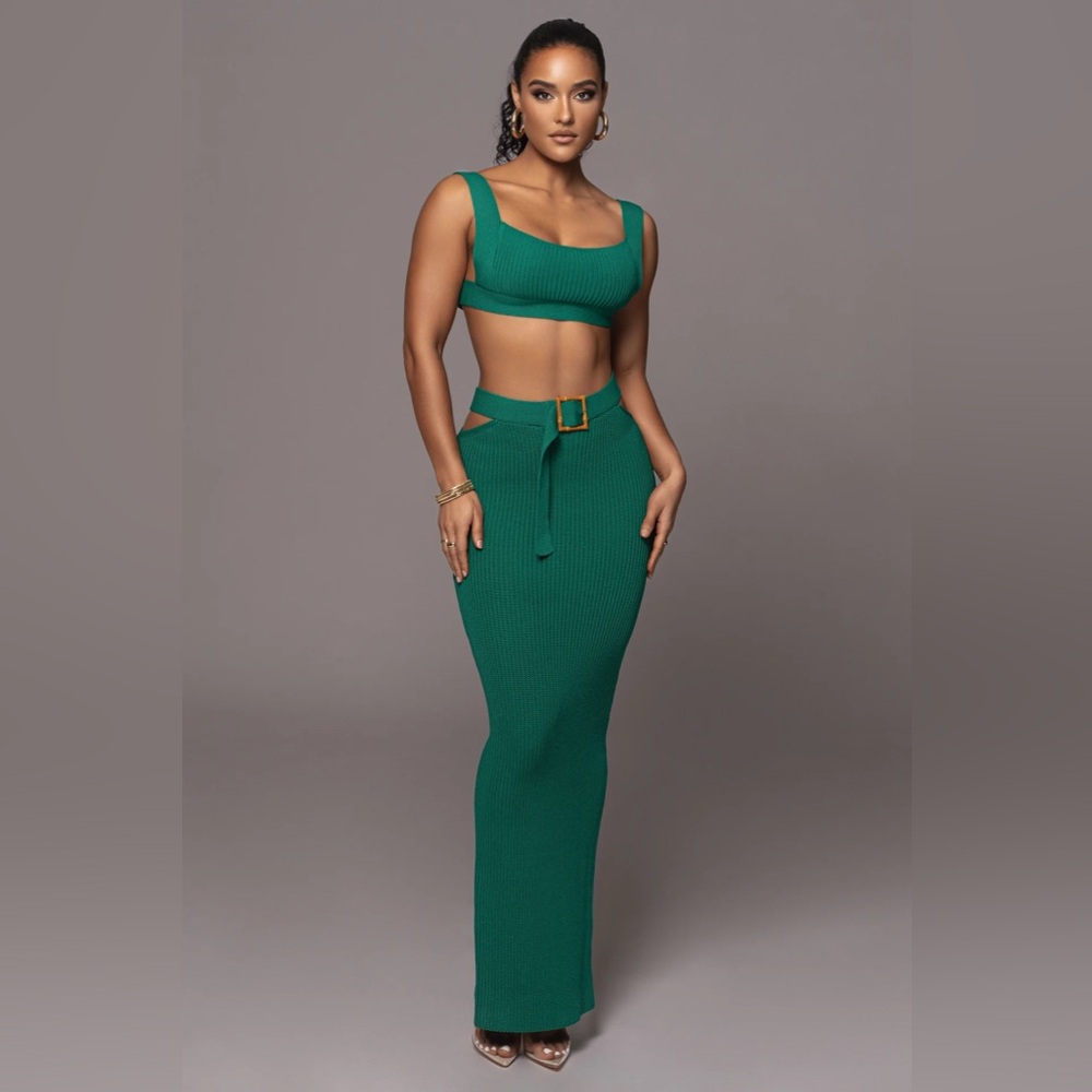Elegant Green Maxi Skirt